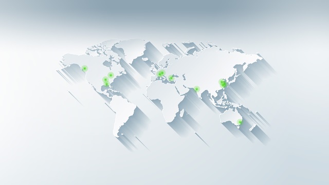 Weltkarte mit markierten United Initiators Standorten.